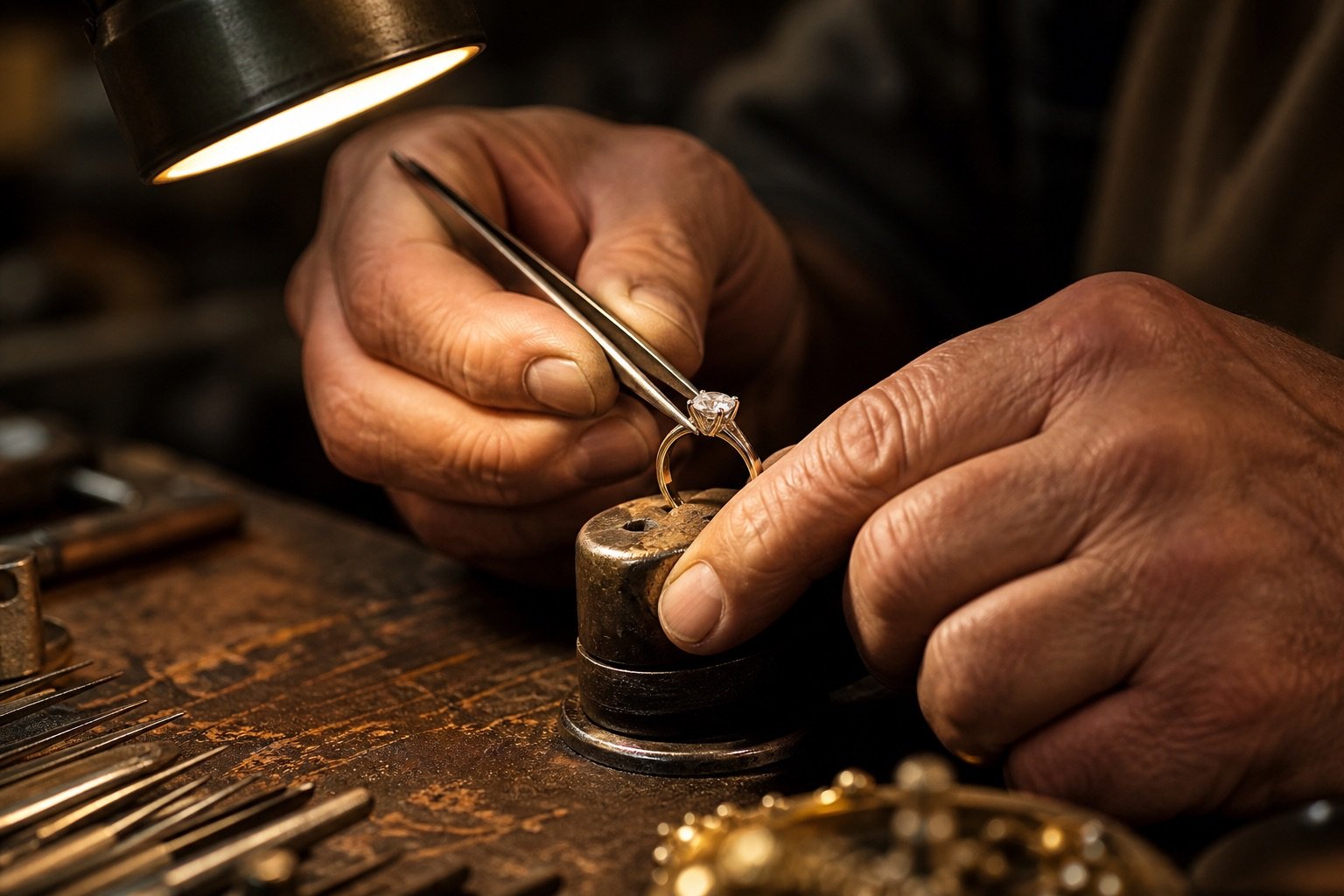 Master jeweller at the bench